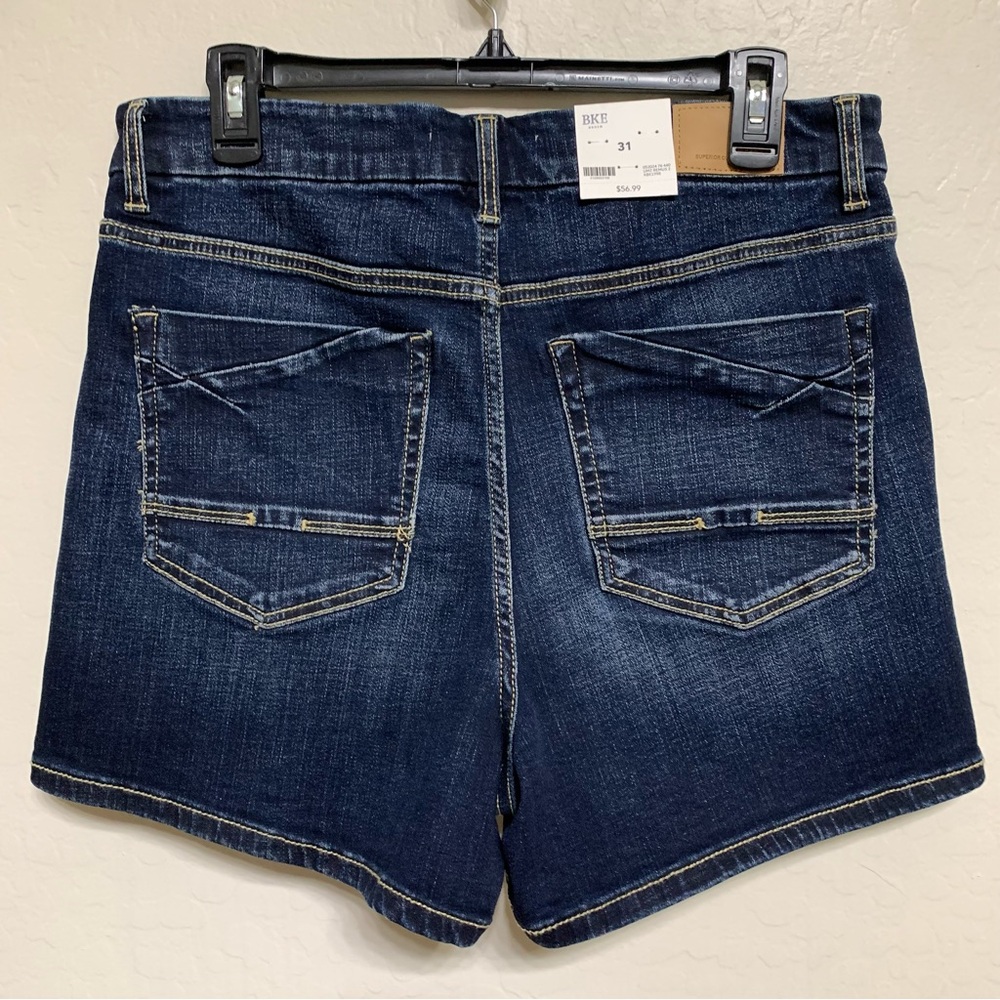 BKE Parker High Rise Blue Jean Shorts with Fitted Silhouette and Stretch - Picture 6 of 17